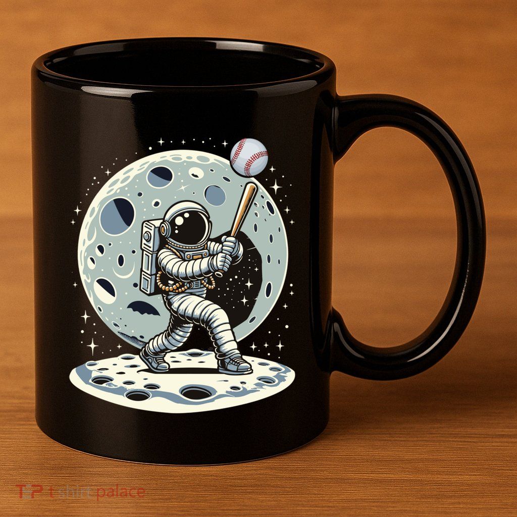 Astronaut Baseball Player Outer Space Moon Space Hitter Gift 11oz C Handle Ceramic Mug