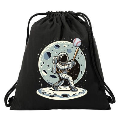 Astronaut Baseball Player Outer Space Moon Space Hitter Gift Drawstring Bag