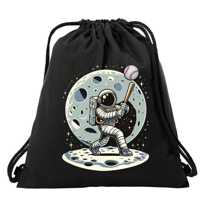 Astronaut Baseball Player Outer Space Moon Space Hitter Gift Drawstring Bag