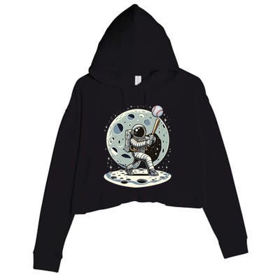Astronaut Baseball Player Outer Space Moon Space Hitter Gift Crop Fleece Hoodie