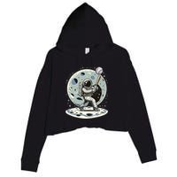 Astronaut Baseball Player Outer Space Moon Space Hitter Gift Crop Fleece Hoodie