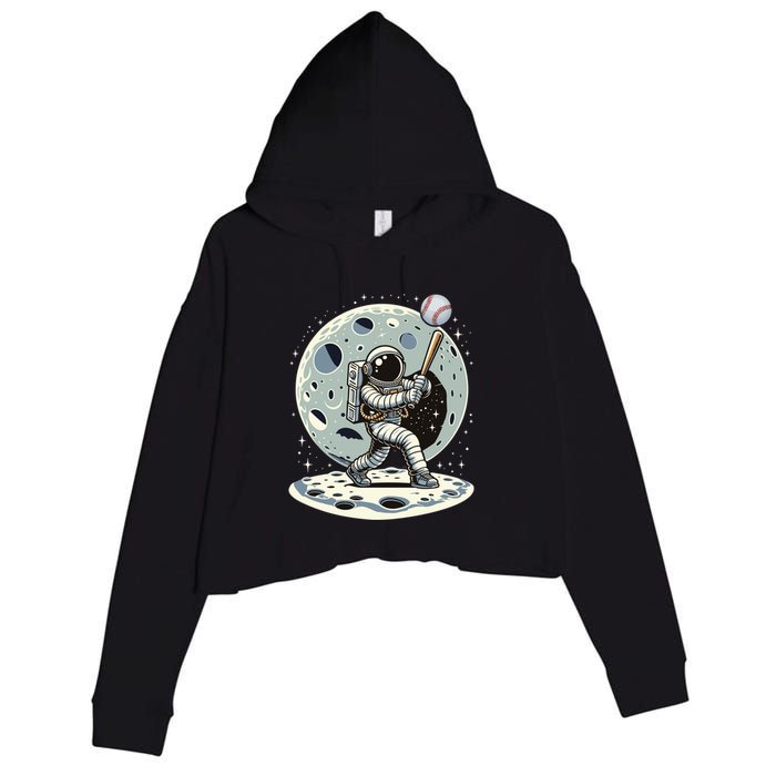 Astronaut Baseball Player Outer Space Moon Space Hitter Gift Crop Fleece Hoodie