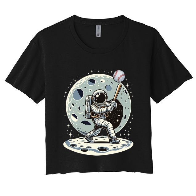 Astronaut Baseball Player Outer Space Moon Space Hitter Gift Crop Top
