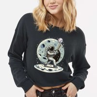 Astronaut Baseball Player Outer Space Moon Space Hitter Gift Cropped Pullover Crew