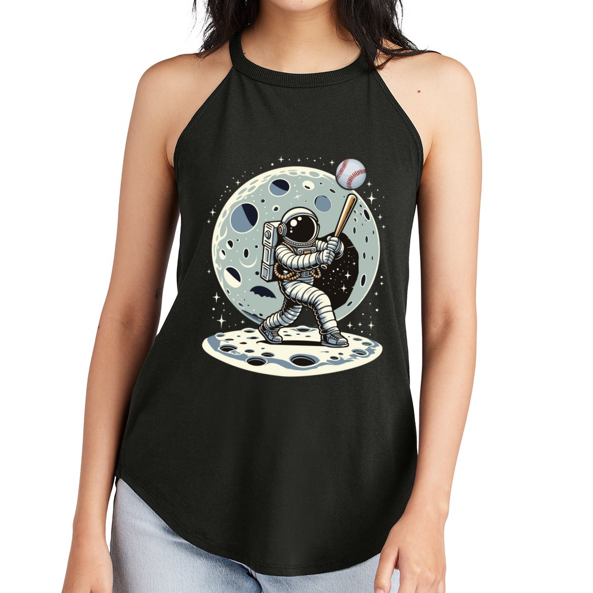 Astronaut Baseball Player Outer Space Moon Space Hitter Gift Women's Perfect Tri Rocker Tank