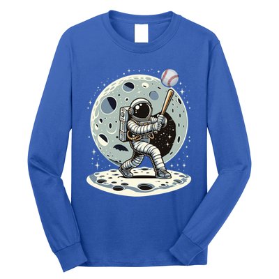 Astronaut Baseball Player Outer Space Moon Space Hitter Gift Long Sleeve Shirt
