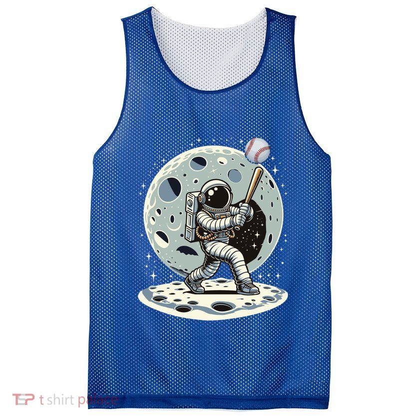 Astronaut Baseball Player Outer Space Moon Space Hitter Gift Mesh Reversible Basketball Jersey Tank