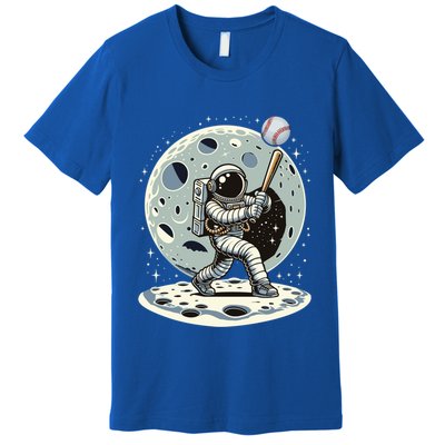 Astronaut Baseball Player Outer Space Moon Space Hitter Gift Premium T-Shirt