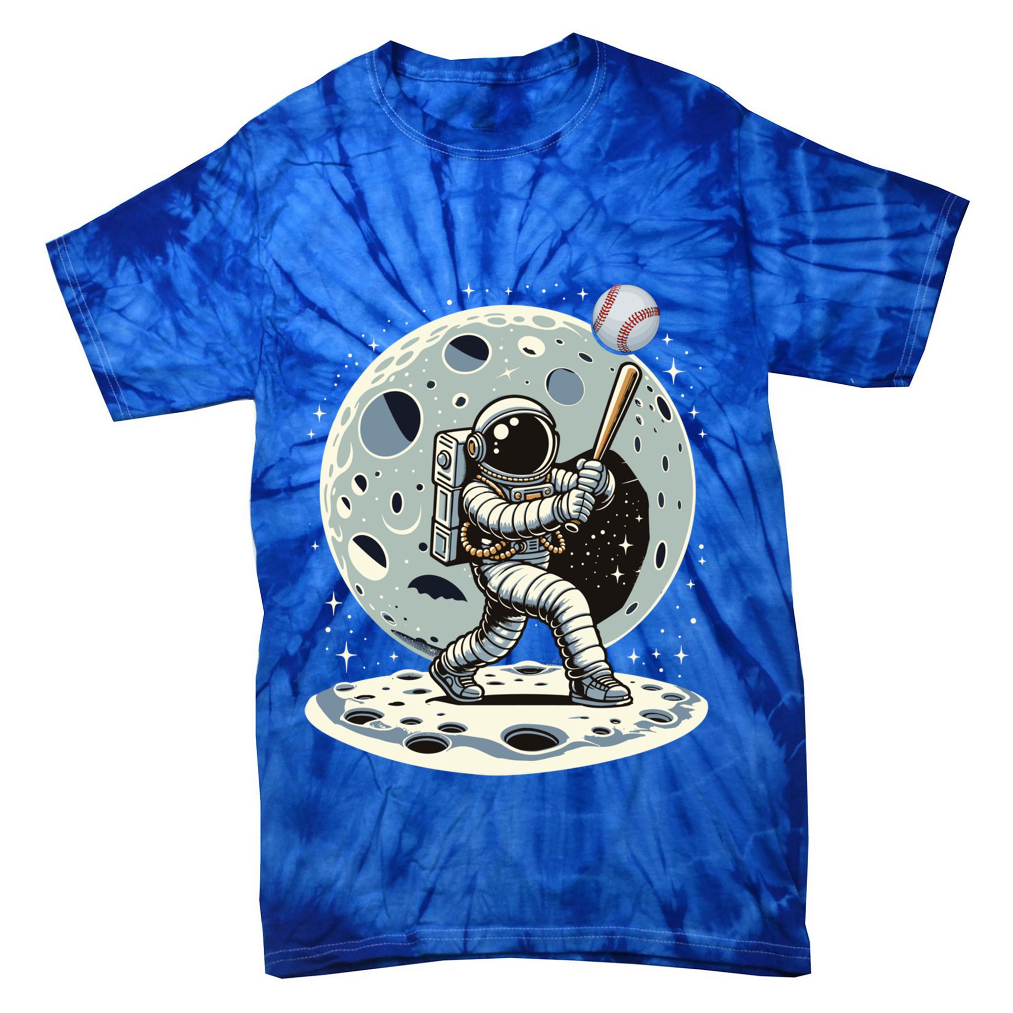 Astronaut Baseball Player Outer Space Moon Space Hitter Gift Tie-Dye T-Shirt