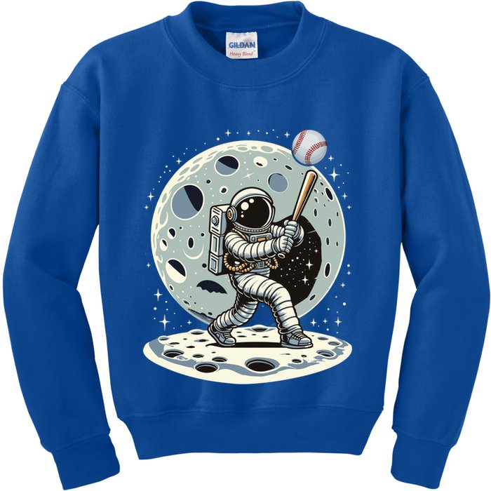 Astronaut Baseball Player Outer Space Moon Space Hitter Gift Kids Sweatshirt