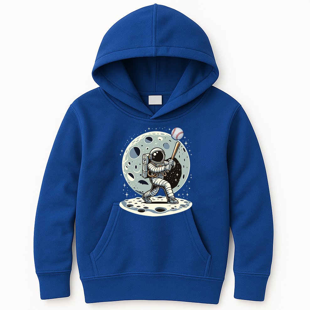Astronaut Baseball Player Outer Space Moon Space Hitter Gift Kids Hoodie
