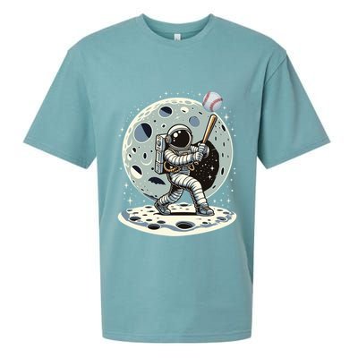 Astronaut Baseball Player Outer Space Moon Space Hitter Gift Sueded Cloud Jersey T-Shirt