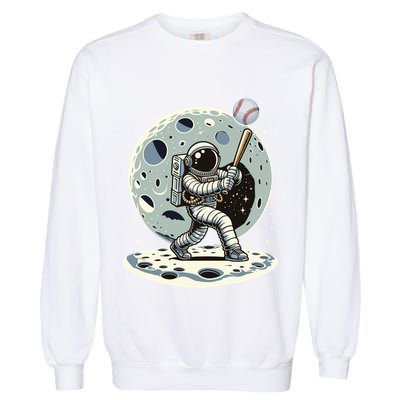 Astronaut Baseball Player Outer Space Moon Space Hitter Gift Garment-Dyed Sweatshirt