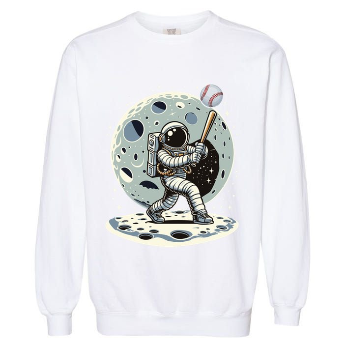 Astronaut Baseball Player Outer Space Moon Space Hitter Gift Garment-Dyed Sweatshirt
