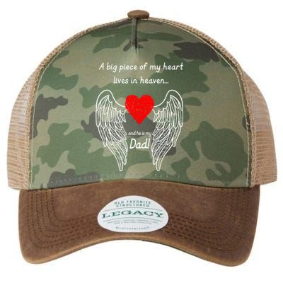 A Big Piece Of My Heart Lives In Heaven Gift Legacy Tie Dye Trucker Hat