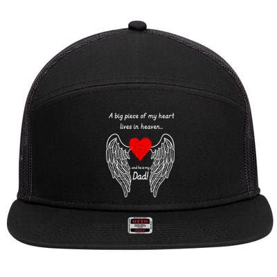 A Big Piece Of My Heart Lives In Heaven Gift 7 Panel Mesh Trucker Snapback Hat