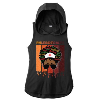 Afro Black Phlebotomist Queen Nurses Day Black History Month Ladies PosiCharge Tri-Blend Wicking Draft Hoodie Tank