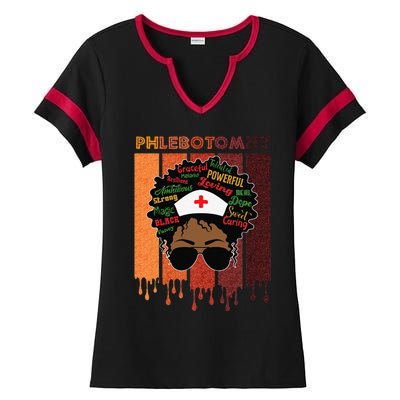 Afro Black Phlebotomist Queen Nurses Day Black History Month Ladies Halftime Notch Neck Tee