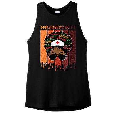 Afro Black Phlebotomist Queen Nurses Day Black History Month Ladies PosiCharge Tri-Blend Wicking Tank