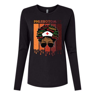 Afro Black Phlebotomist Queen Nurses Day Black History Month Womens Cotton Relaxed Long Sleeve T-Shirt