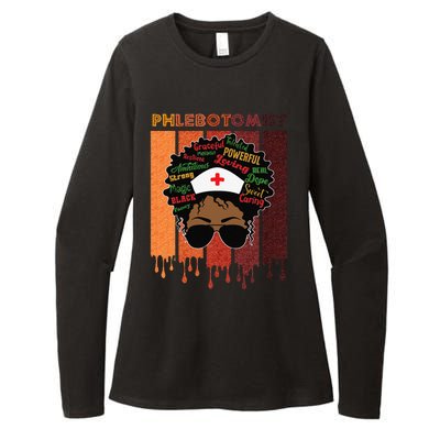 Afro Black Phlebotomist Queen Nurses Day Black History Month Womens CVC Long Sleeve Shirt