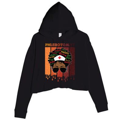 Afro Black Phlebotomist Queen Nurses Day Black History Month Crop Fleece Hoodie