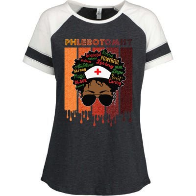 Afro Black Phlebotomist Queen Nurses Day Black History Month Enza Ladies Jersey Colorblock Tee