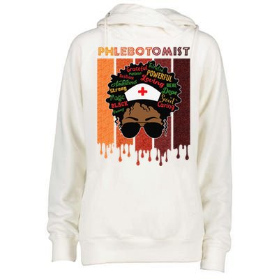 Afro Black Phlebotomist Queen Nurses Day Black History Month Womens Funnel Neck Pullover Hood