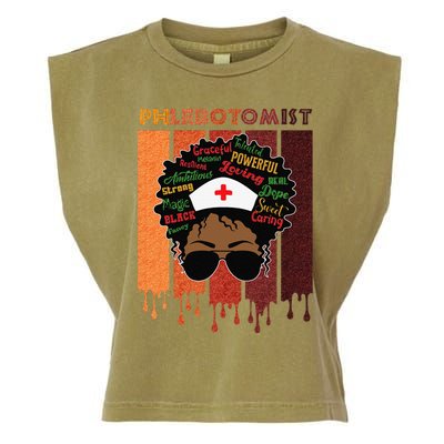 Afro Black Phlebotomist Queen Nurses Day Black History Month Garment-Dyed Women's Muscle Tee