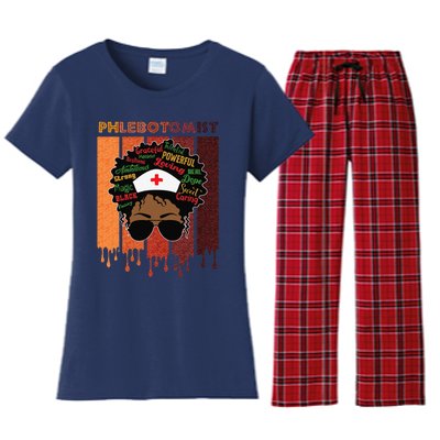 Afro Black Phlebotomist Queen Nurses Day Black History Month Women's Flannel Pajama Set