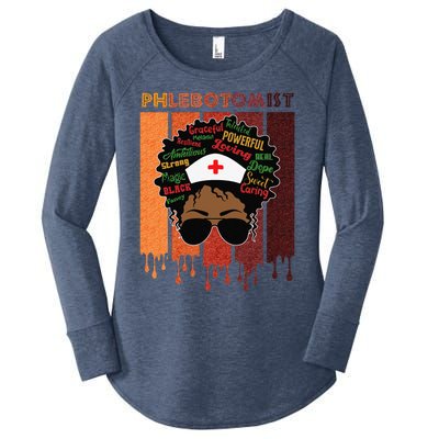 Afro Black Phlebotomist Queen Nurses Day Black History Month Women's Perfect Tri Tunic Long Sleeve Shirt