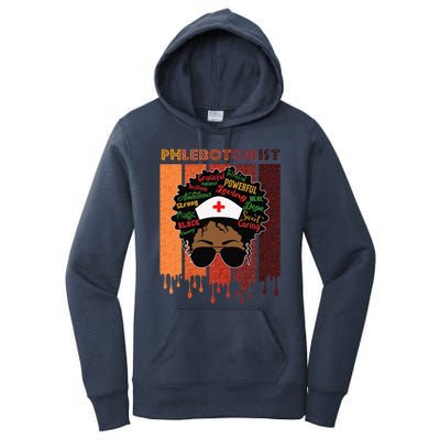 Afro Black Phlebotomist Queen Nurses Day Black History Month Women's Pullover Hoodie