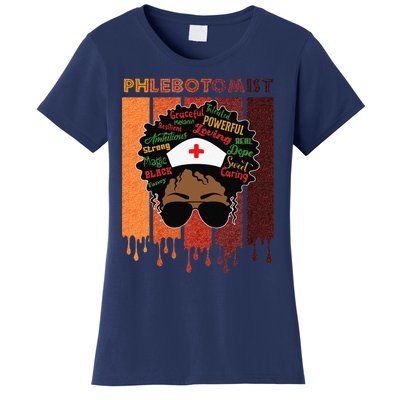 Afro Black Phlebotomist Queen Nurses Day Black History Month Women's T-Shirt