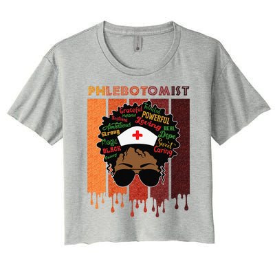 Afro Black Phlebotomist Queen Nurses Day Black History Month Women's Crop Top Tee