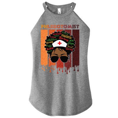 Afro Black Phlebotomist Queen Nurses Day Black History Month Women's Perfect Tri Rocker Tank