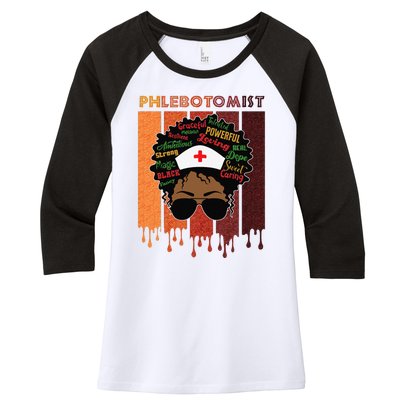 Afro Black Phlebotomist Queen Nurses Day Black History Month Women's Tri-Blend 3/4-Sleeve Raglan Shirt