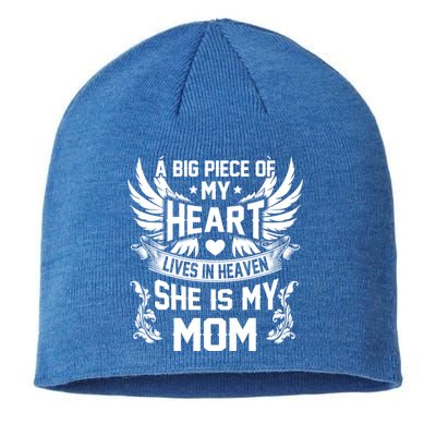 A Big Piece Of My Heart Lives In Heaven She Is My Mom Funny Gift Sustainable Beanie