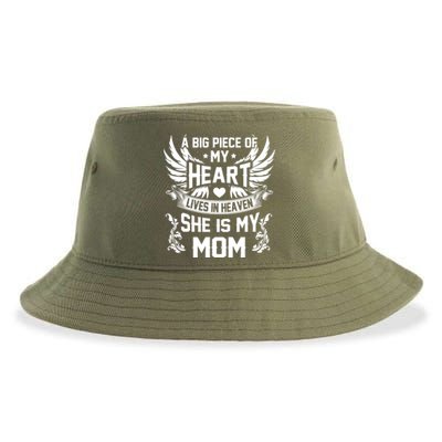 A Big Piece Of My Heart Lives In Heaven She Is My Mom Funny Gift Sustainable Bucket Hat