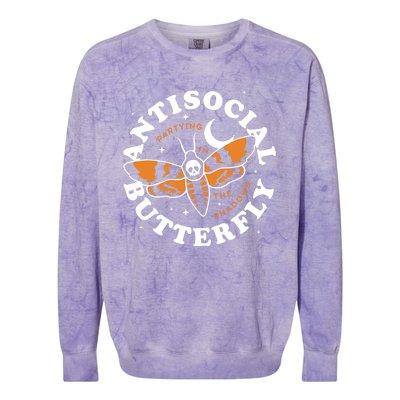 Antisocial Butterfly Partying In The Shadows Apparel Colorblast Crewneck Sweatshirt