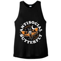 Antisocial Butterfly Partying In The Shadows Apparel Ladies PosiCharge Tri-Blend Wicking Tank