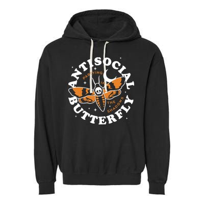 Antisocial Butterfly Partying In The Shadows Apparel Garment-Dyed Fleece Hoodie