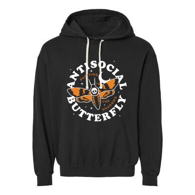 Antisocial Butterfly Partying In The Shadows Apparel Garment-Dyed Fleece Hoodie