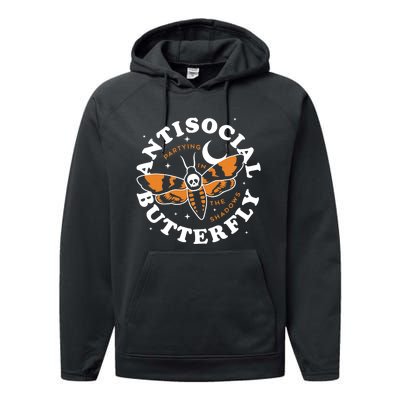 Antisocial Butterfly Partying In The Shadows Apparel Performance Fleece Hoodie