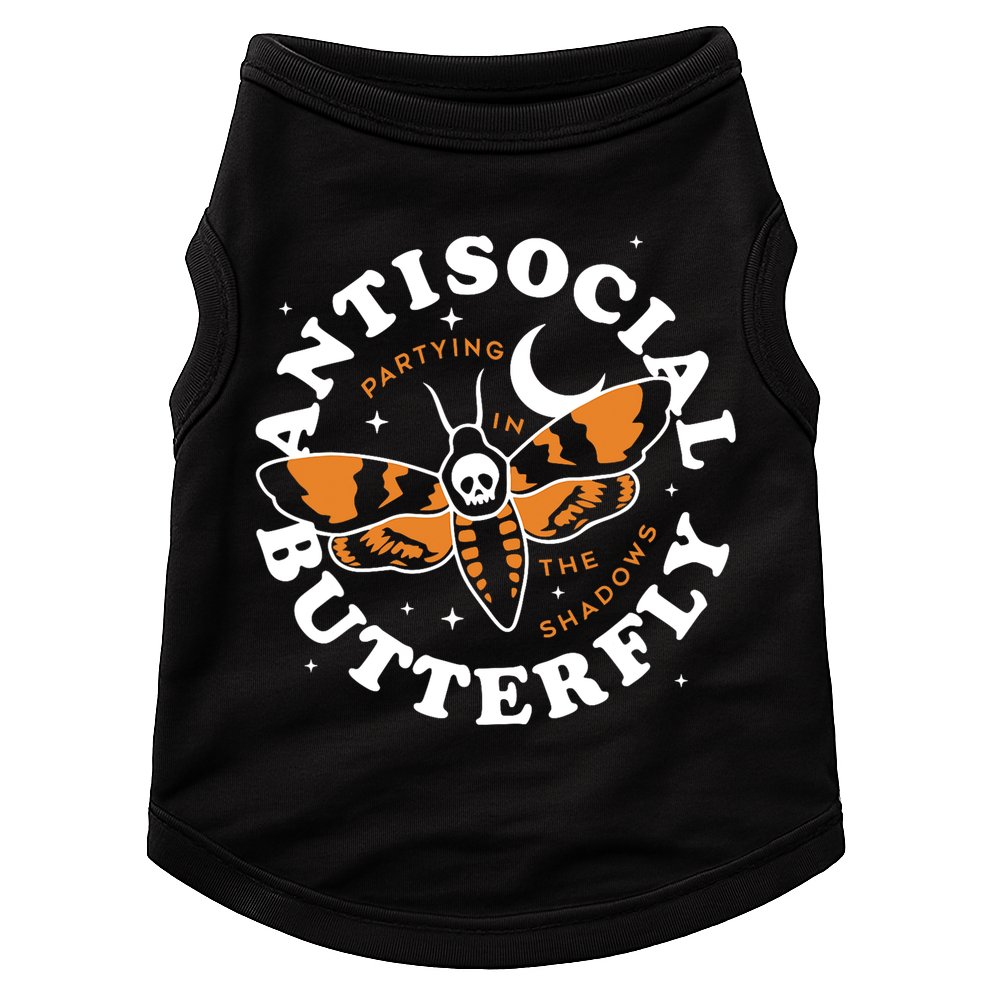 Antisocial Butterfly Partying In The Shadows Apparel Doggie Tank