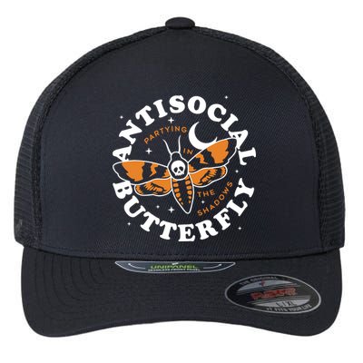 Antisocial Butterfly Partying In The Shadows Apparel Flexfit Unipanel Trucker Cap