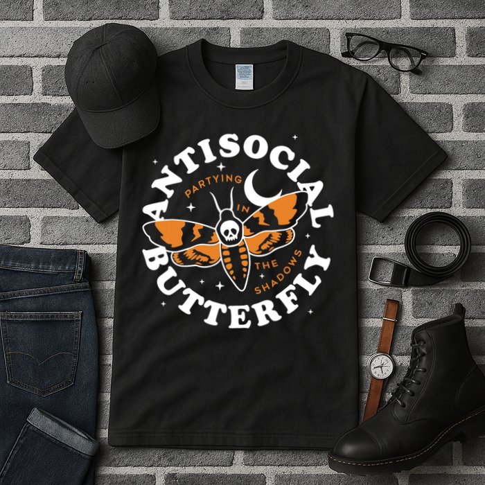 Antisocial Butterfly Partying In The Shadows Apparel Tall T-Shirt