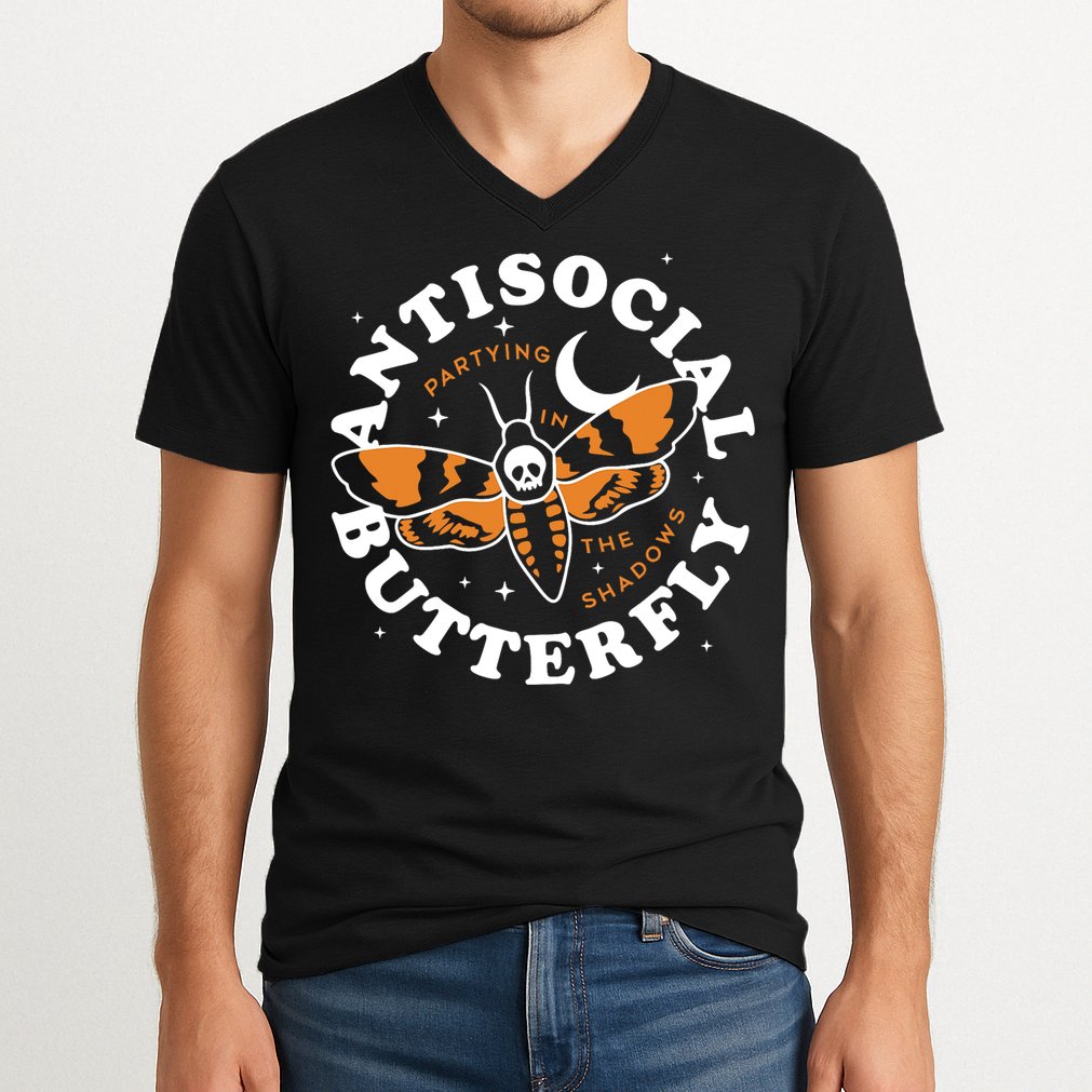 Antisocial Butterfly Partying In The Shadows Apparel V-Neck T-Shirt