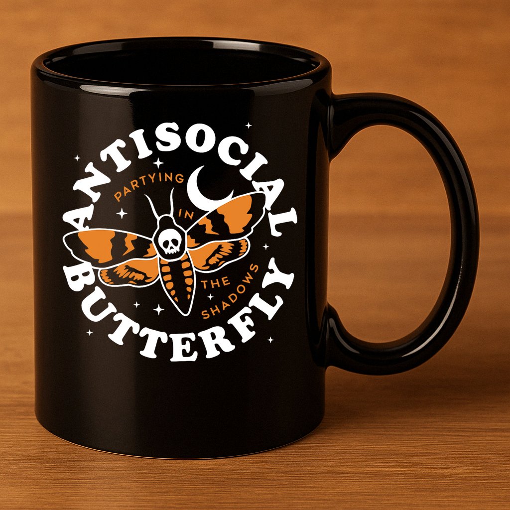 Antisocial Butterfly Partying In The Shadows Apparel 11oz C Handle Ceramic Mug
