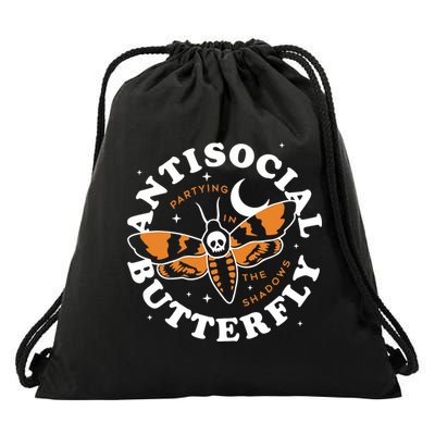 Antisocial Butterfly Partying In The Shadows Apparel Drawstring Bag