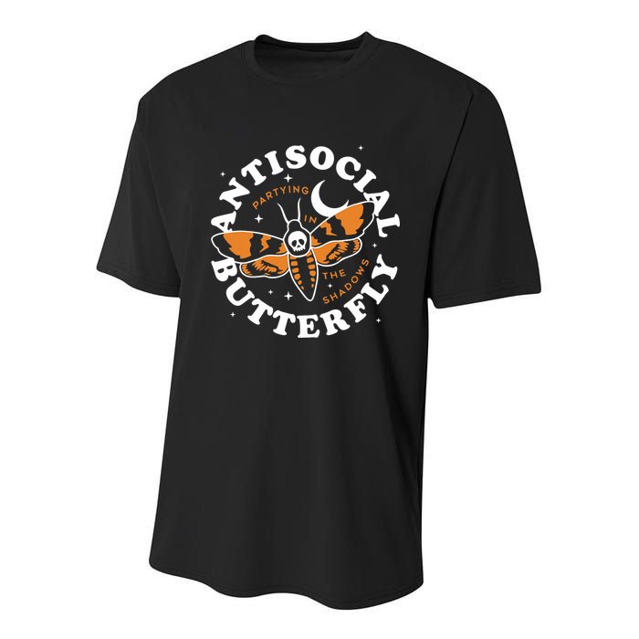 Antisocial Butterfly Partying In The Shadows Apparel Youth Performance Sprint T-Shirt